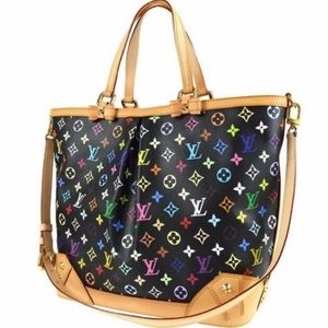 🌟Vintage UNUSED Louis Vuitton Sharleen GM Black Multicolor Murakami🌟